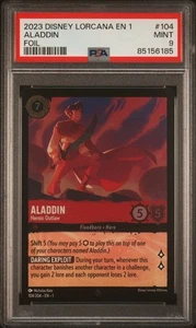 2023 DISNEY LORCANA EN 1-THE FIRST CHAPTER FOIL ALADDIN - HEROIC OUTLAW PSA 9 - Picture 1 of 2