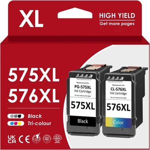 575XL 576XL Patronen Für Canon Pixma TR4755i TS3550i TS3551i TS3750i Schwarz Farbe - Bild 1 von 7