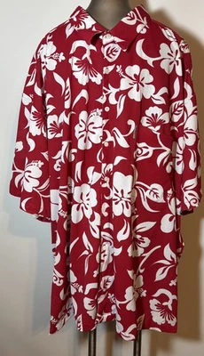 Vintage Local Motion Hawaiian Shirt Men's 5X Red White Barkwood Floral Honolulu - Image 1 of 4