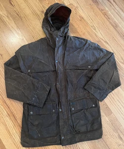 Outback Trading Co. Oilskin Jacket Sz Large Waterproof Brown Duster Coat Swagman - Picture 1 of 24