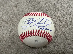 ATLANTA BRAVES CHARLIE MORTON SIGNED BALL BASEBALL COA W/ 21 WS CHAMPS INSC - Picture 1 of 4