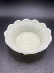 Fenton Satin Custard Glass Bowl, Grape Pattern - Glows - Picture 1 of 8