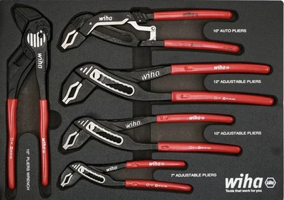 Wiha 5 Piece Classic Grip V-Jaw Tongue & Groove Pliers Tray Set 34691 - Image 1 of 2