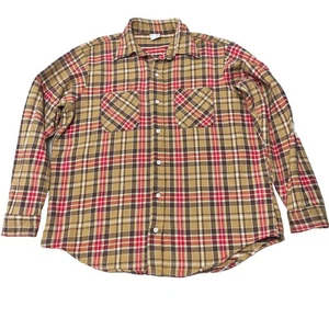Vintage 70er Big Mac Flanellhemd Herren XL hellbraun bunt kariert Langarm JCPenney Tall - Bild 1 von 12