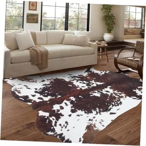 Cowhide Rug 5.2x4.6 ft Cow Hide Rug Black Cow Rug Large Area Rugs Western Rugs - Picture 1 of 8