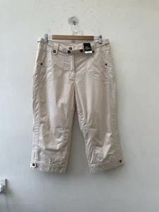 Brand New Women’s Cropped Trousers Size 14 100% Cotton Wide Leg With Belt Inc - Picture 1 of 5