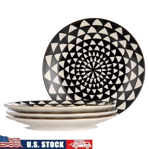 Medaillon Steinzeug Salatteller Set 4 Langlebig Runde Schale Vorspeisen Desserts USA - Bild 1 von 8
