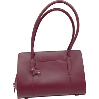 RADLEY Burgundy Leather Satchel Women's Bag Top Handle Zip Closure SK - image 1 of 4