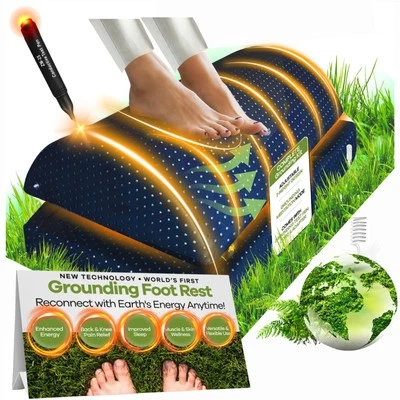 Foot Rest for Under Desk at Work Grounding Mat Conductive Vegan Leather Sciatica - Image 1 of 4