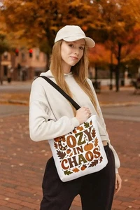 Cozy in Chaos Fall Tote Bag | Autumn Market Shopper | Seasonal Pumpkin Patch Bag - Bild 1 von 7