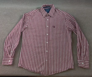 American Eagle The Eagle Oxford Button Shirt Mens M Vintage Fit Red White Stripe - Picture 1 of 11