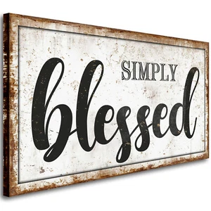 Blessed Signs Canvas Wall Art for Living Room Rustic Art Home Wall Decor 20"x40" - Picture 1 of 6