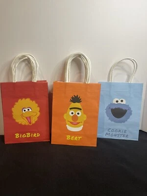 Lote de 13 bolsas de regalo de Plaza Sésamo Big Bird Cookie Monster Bert Foto 1 de 4