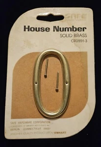 Vintage EMHART Safe Hardware House Number 0 Solid Brass CR2851-3 - Picture 1 of 4