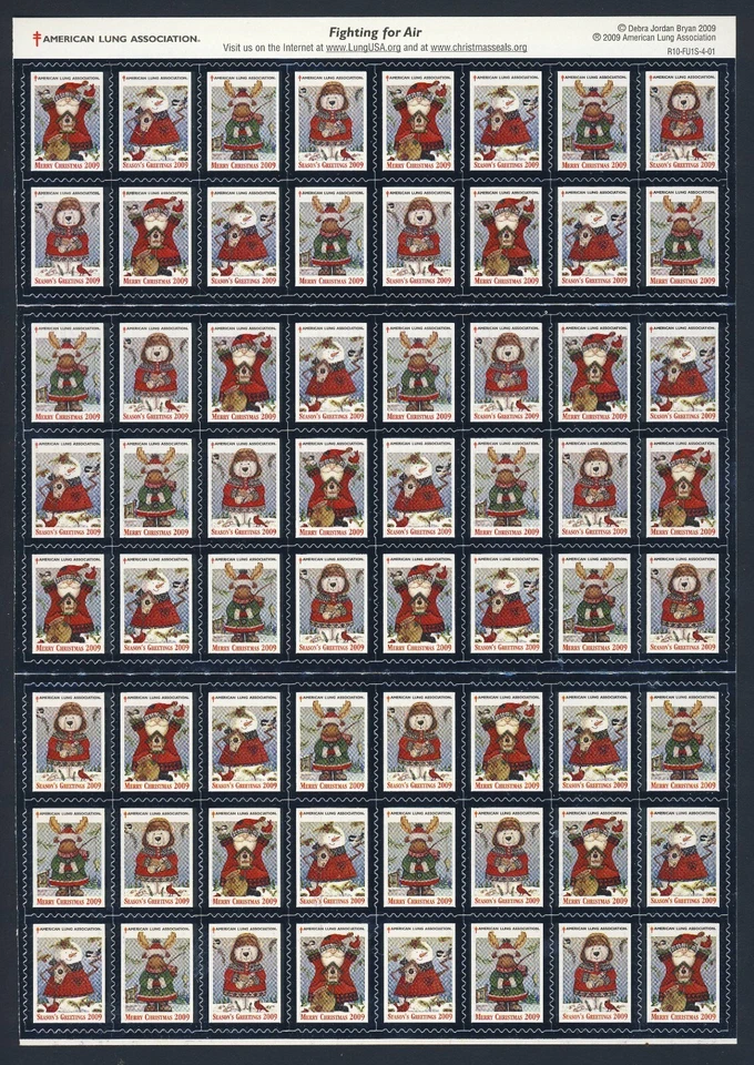 2009 USA Christmas Seals Sheet of 64. Silver w/backing paper - MNH - Image 1 of 1