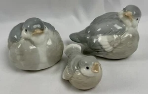 3 Vintage MCM Otagiri Porcelain Chubby Birds Doves Chunky Blue Gray Family - Picture 1 of 5