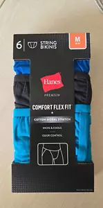 Hanes Comfort Flex Fit Men's String Bikini 6 Pack MEDIUM 9CFFS6 New - Picture 1 of 4