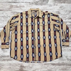 Camisa Wrangler Vintage Hombres 2XL Beige Perla Snap Western Azteca Brushpopper Vaquero - Imagen 1 de 12