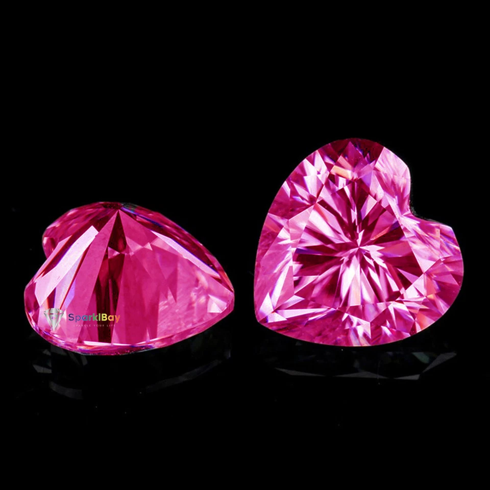 Loose CVD 1 Pair Lab Grown Pink Diamond 5 mm Heart D - F GIE Certified - Image 1 of 4