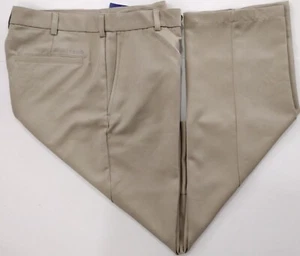 IZOD men High End DRESS pre-owned pants 32 - 32 Beige Flat Front Polyester DONE - Picture 1 of 12