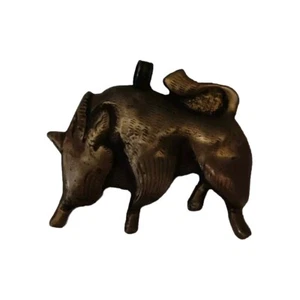 Brass Bull Charm Or Pendant 2-1/2 Inch X 2 Inch - Picture 1 of 5