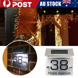Solar Light House Door Sign LED Illuminated Door Number Plaque Metal Plate Signs - Picture 1 of 12
