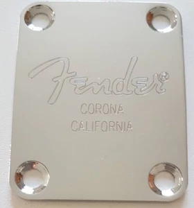 NECK PLATE CUSTOM SHOP - Logo - chrome- + 4vis - guitare - basse - Picture 1 of 2