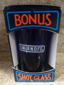 SMIRNOFF BLUE VODKA - SHOT GLASS - 3 1/2 INCH TALL - IN BOX - Picture 1 of 4