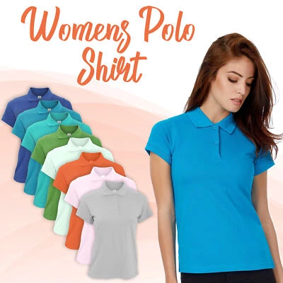 Ladies Womens Polo Shirt 100% Cotton Workwear Top Catering Hospitality T-shirt - Image 1 of 2