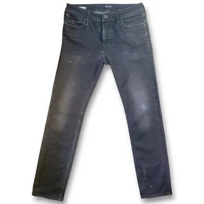 JACK & JONES Men's Dressed Black Button Fly 32W 32L Jeans Skinny Tapered Slim - Image 1 of 4