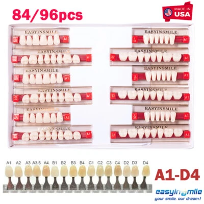 84/96Pc Full Set A1/A2/A3 Dental Acrylic Resin Denture Teeth Set Upper Lower DIY - Image 1 of 4