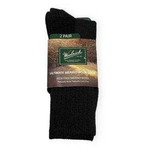 Woolrich Ultimate Merino Wool Blend Men's Socks 2 Pair Size L Charcoal Khaki NEW - Picture 1 of 6