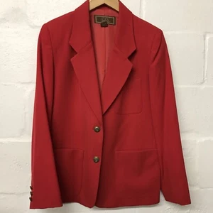 Vintage Career Guild Red Suit Jacket Women's Size 8 Single Breasted 2 Button - Picture 1 of 11