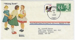 FDC~1980 NORMAN ROCKWELL~ Missing Tooth CHILDREN’S STAMP - Picture 1 of 1