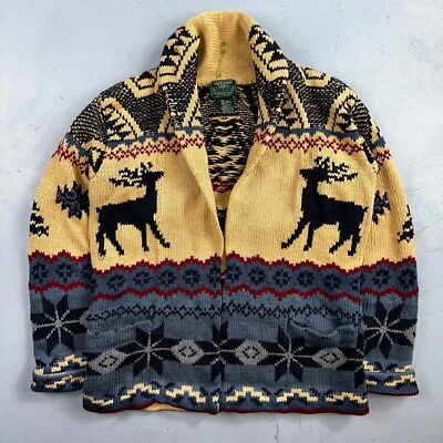 Polo Ralph Lauren Vintage Años 90 Tejido a Mano Polo Country Chaqueta Cárdigan Mantón Pequeño Foto 1 de 4