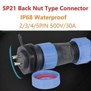 SP21 Panel Mount IP68 Waterproof Plug Socket Connector 2Pin 3Pin 4Pin 5Pin - Picture 1 of 9