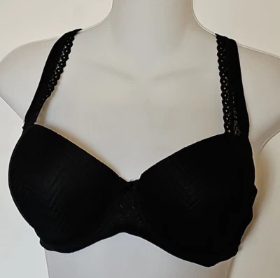 SUJETADOR CON AROS FRUIT OF THE LOOM FT679 NEGRO ENCAJE DEMI PUSH UP CONVRTBL TALLA 38C Foto 1 de 4