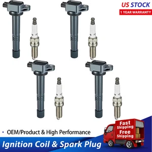 4x Bobina de encendido OEM y bujía de iridio para Honda Accord CR-V Civic 2,4 L UF602 - Imagen 1 de 8