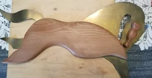 Targa arte da parete cavallo metallo legno metà secolo moderna MCM vintage lunga 19,5'' - Foto 1 di 8