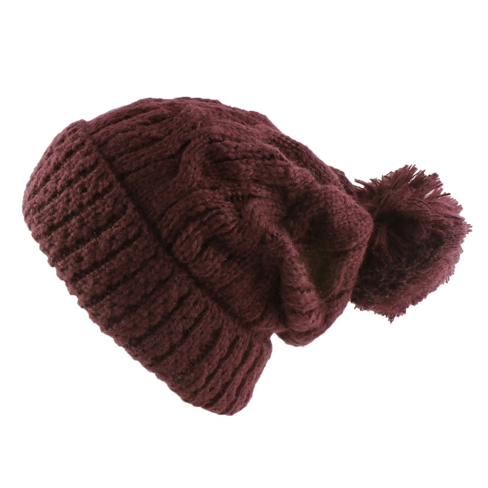 Thick Crochet Knit Pom Pom Hip-hop Slouchy Beanie Warm Winter Hat Women Men - Image 1 of 1