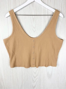 Eloquii Women's Tan Ribbed Sleeveless Pullover Cropped Tank Top Size 18/20 - Picture 1 of 4