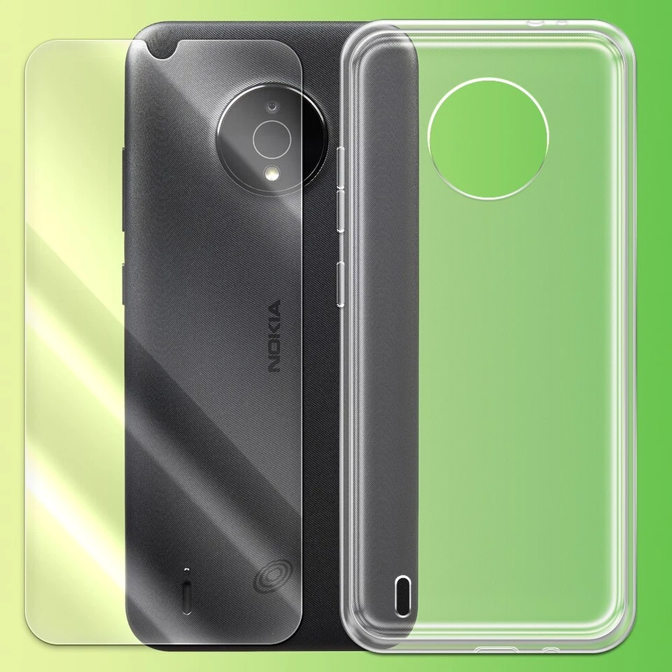Clear 9H Tempered Glass Screen Protector TPU Silicone Case for Nokia C200 N151DL Foto 1 de 1