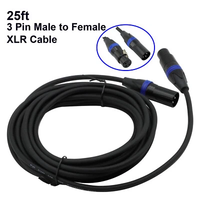 25ft 3Pin XLR Male to Female Cable Wire for Stage Lighting Signal XLR Connection - Image 1 of 4