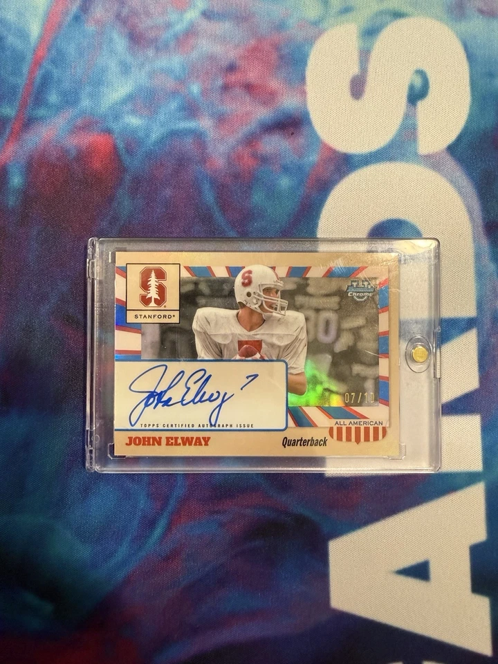 John Elway 2025 Bowman Chrome U All-Americans variação vermelho/branco/azul automático/10 - Imagem 1 de 3