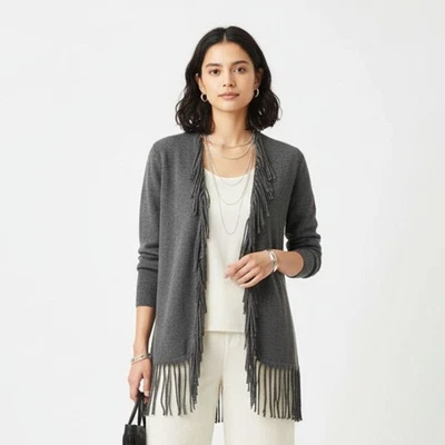 Suéter Yoana Baraschi Anthropologie Gris Flecos Tejido Abierto Manga Larga L Foto 1 de 4