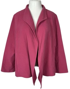 Eileen Fisher Jacket Size XL Raspberry Pink Cashmere Wool Open Front Pockets - Picture 1 of 6