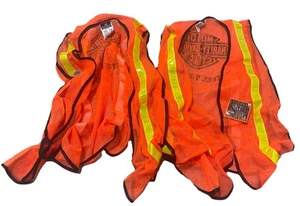 2 Harley Davidson Motorrad reflektierende orange Stahlkappe Tour Weste XL & Pins - Bild 1 von 5