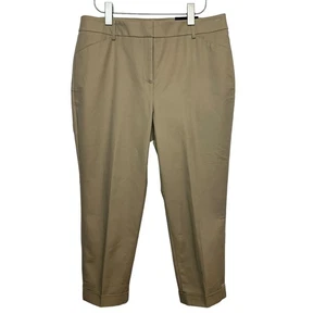 New with Tags Chico's So Slimming Crop Pants Khaki Tan Stretch Cuffed Trouser 12 - Picture 1 of 9