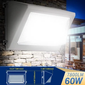 60W LED Wall Pack Light Fixture Outdoor Garden Waterproof Wall Mount Photocell - Picture 1 of 13