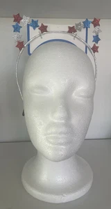 *ADULT PATRIOTIC METAL 4TH OF JULY RED WHITE BLUE STAR HEADBAND SPARKLE - Picture 1 of 2